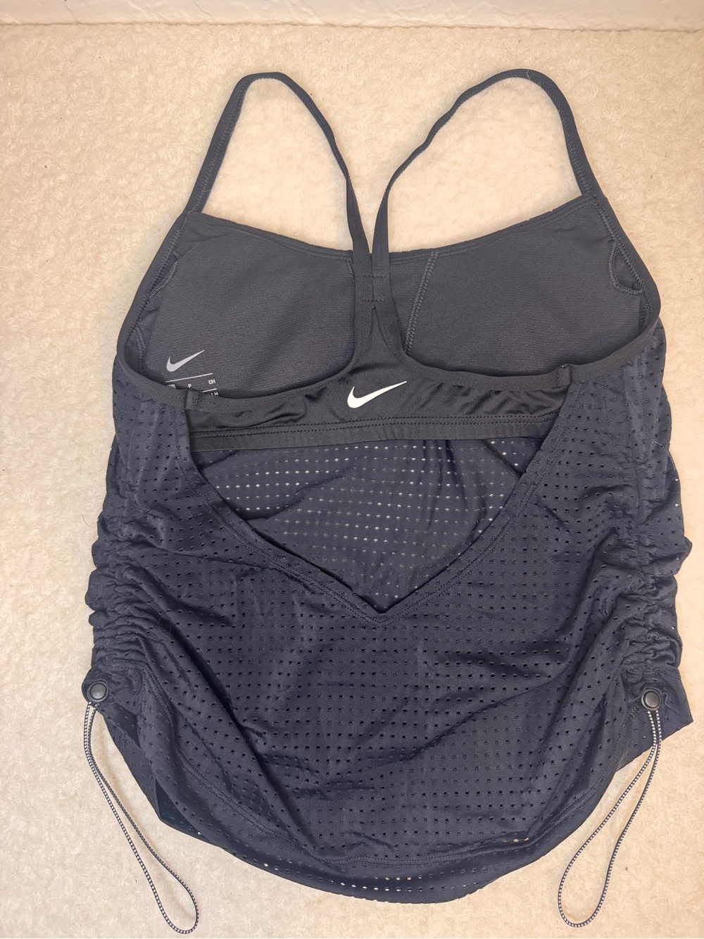 Nike Black Perforated Built-In Bra Tankini Top